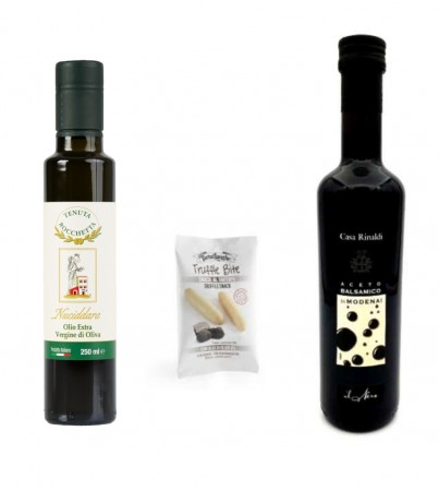Gaveforslag, Siciliansk olivenolje, Balsamico fra Modena og en trøffelbite