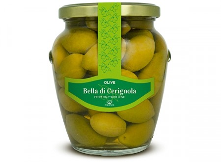 Oliven Bella di Cerignola, grønne m/stein 570g