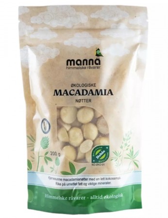 Macadamianøtter, 200 g, økologisk, Manna