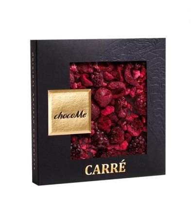 ChocoMe Carré Bringebær, Bjørnebær og Kirsebær, 50g