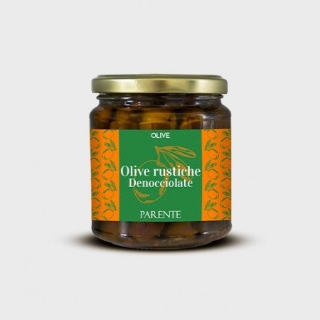 Oliven Rustiche, steinfrie sorte/brune med krydder 280g