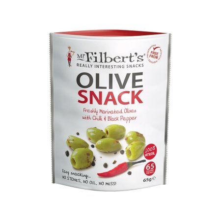 Mr Filbert’s Green Olive Snack w Chilli & Black Pepper, 65g